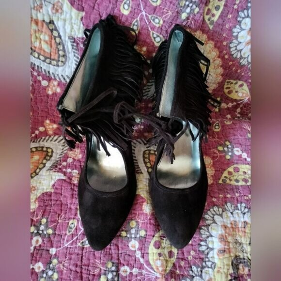 NWOT! Calvin Klein 'Pixy' Brown Suede Heels Size 7.5M - Picture 9 of 12